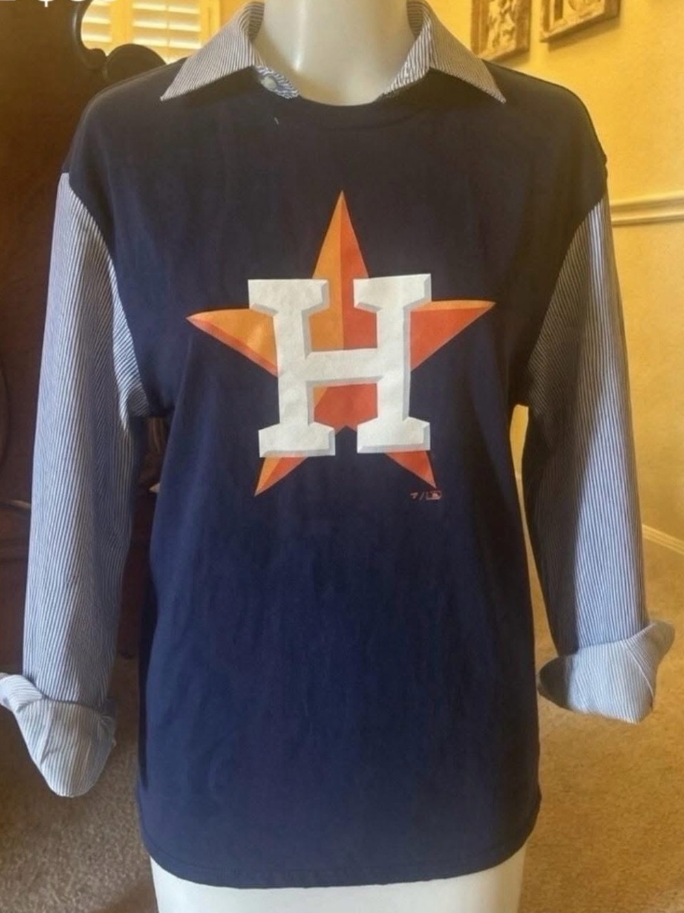 Houston Astros Navy Layered-Look Long Sleeve Shirt